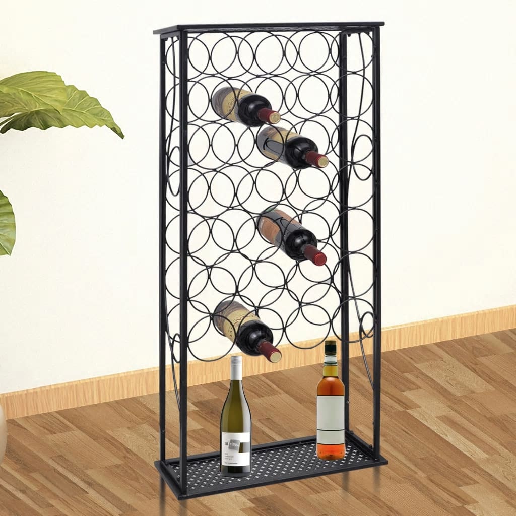vidaXL 28-Bottle Metal Wine Rack