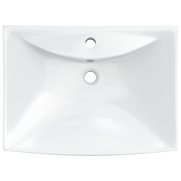 Luxury Ceramic Rectangular Basin with Overflow and Tap Hole