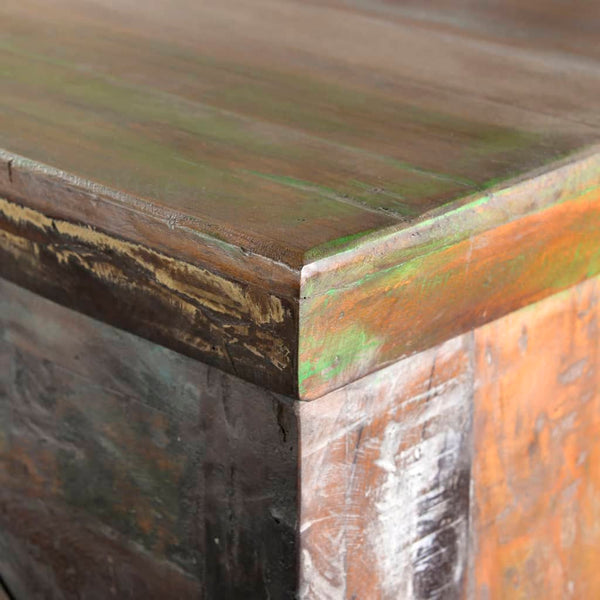 Bookshelf Reclaimed Wood Multicolored with 3 Shelves & 2 Doors