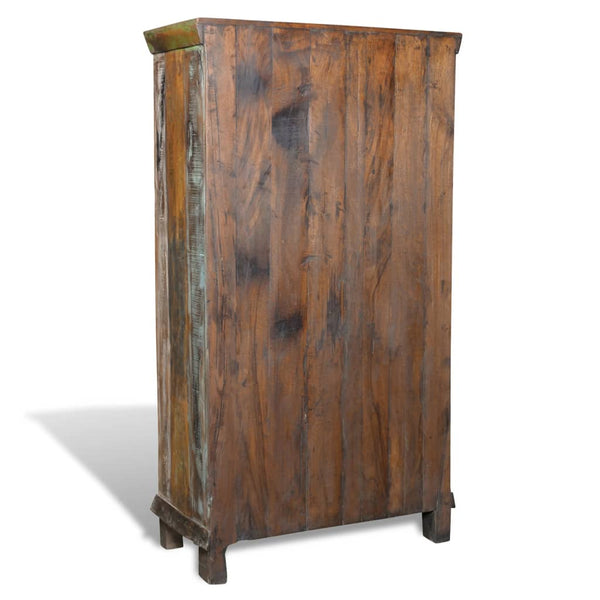 Bookshelf Reclaimed Wood Multicolored with 3 Shelves & 2 Doors