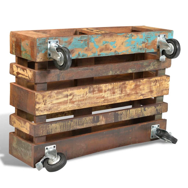 vidaXL Coffee Table with 4 Wheels Reclaimed Wood