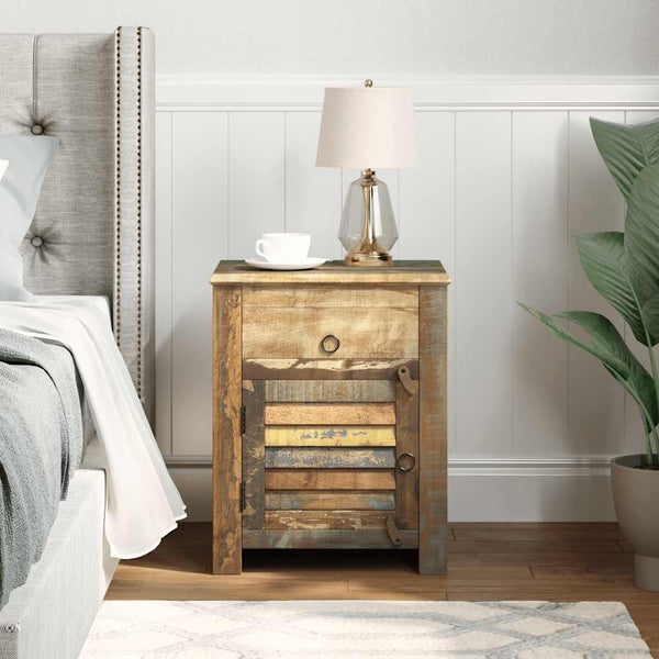 vidaXL Side Table with 1 Drawer & 1 Door Reclaimed Wood