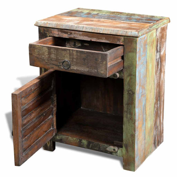 vidaXL Side Table with 1 Drawer & 1 Door Reclaimed Wood
