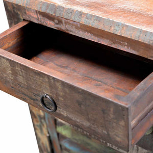vidaXL Side Table with 1 Drawer & 1 Door Reclaimed Wood