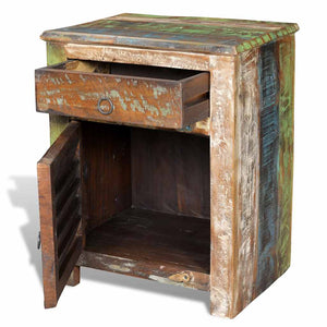 vidaXL Side Table with 1 Drawer & 1 Door Reclaimed Wood