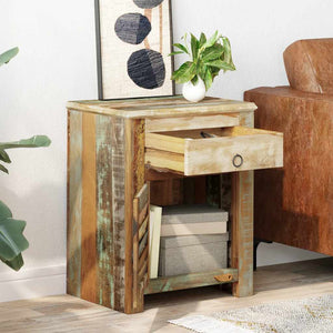 vidaXL Side Table with 1 Drawer & 1 Door Reclaimed Wood