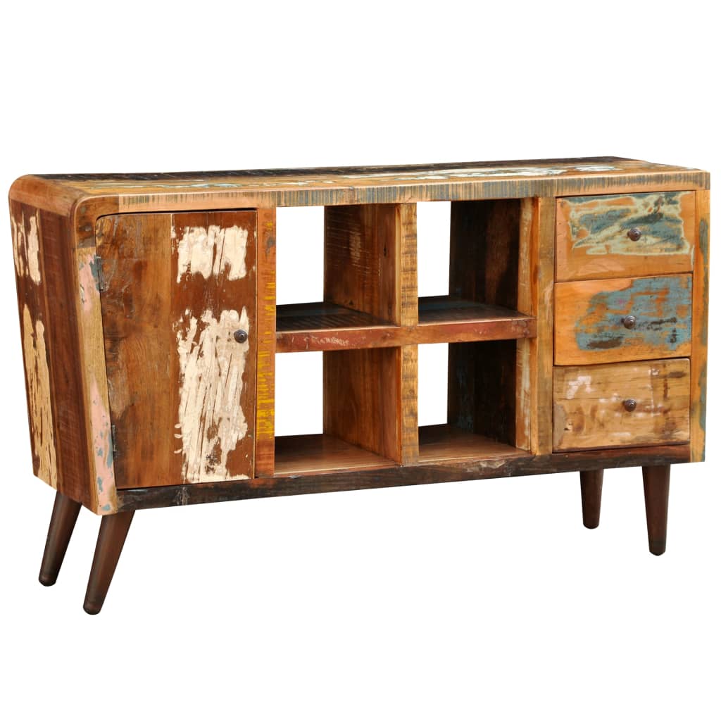 vidaXL Chest of Drawers Solid Wood 1 Door 4 Compartments and 3 Drawers