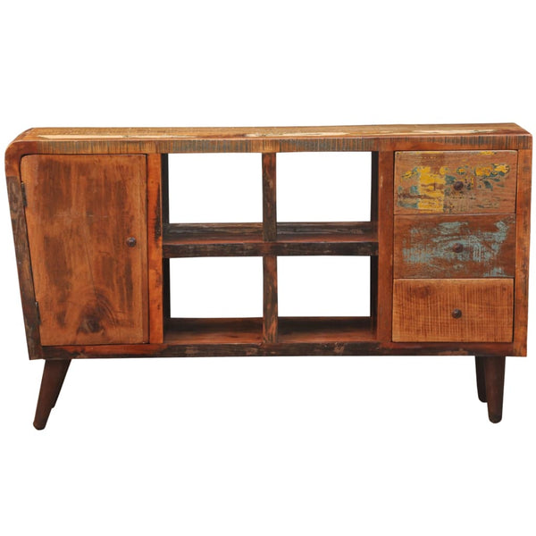 vidaXL Chest of Drawers Solid Wood 1 Door 4 Compartments and 3 Drawers