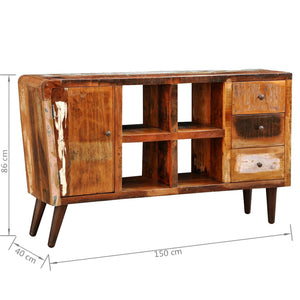 vidaXL Chest of Drawers Solid Wood 1 Door 4 Compartments and 3 Drawers