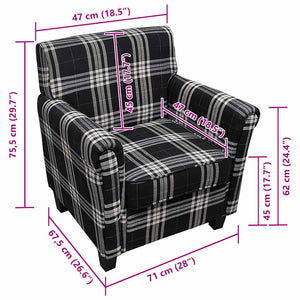 vidaXL Armchair with Seat Cushion Black Fabric