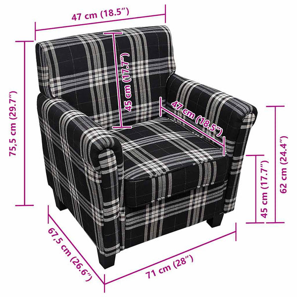 vidaXL Armchair with Seat Cushion Black Fabric