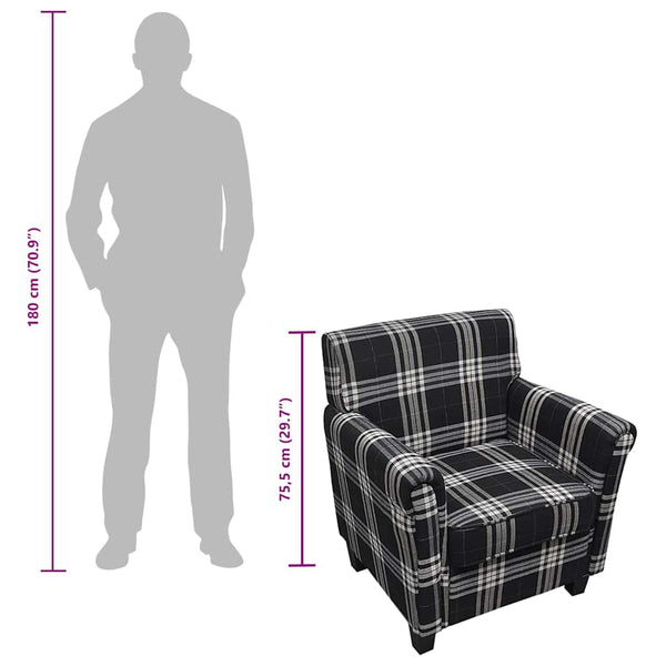 vidaXL Armchair with Seat Cushion Black Fabric