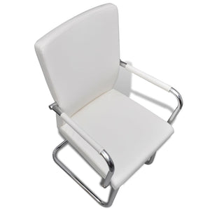 vidaXL Cantilever Chairs 2 pcs White Artificial Leather