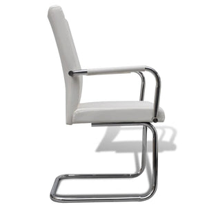 vidaXL Cantilever Chairs 2 pcs White Artificial Leather
