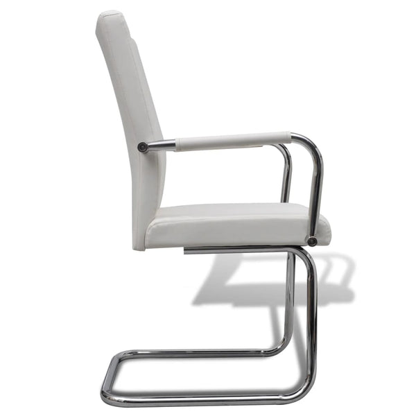 vidaXL Cantilever Chairs 2 pcs White Artificial Leather