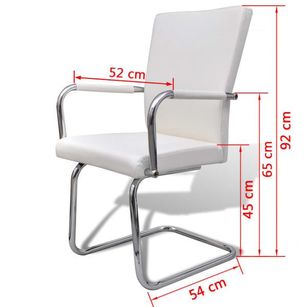 vidaXL Cantilever Chairs 2 pcs White Artificial Leather