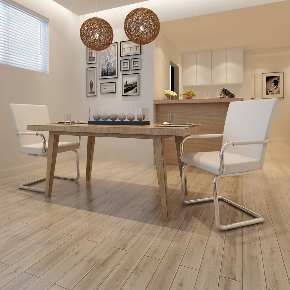 vidaXL Cantilever Chairs 2 pcs White Artificial Leather