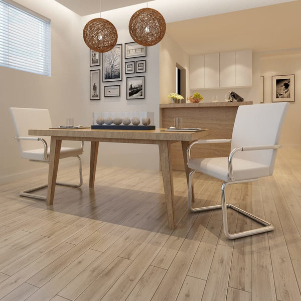 vidaXL Cantilever Chairs 2 pcs White Artificial Leather