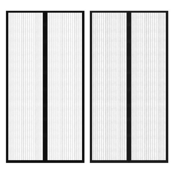 vidaXL Magnetic Fly Screen Door Curtain 2 pcs Black 210x100 cm