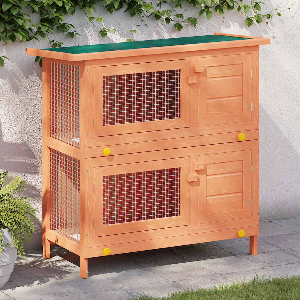 Rabbit Hutch Small Animal House Bunny Cage 4 Doors Wood