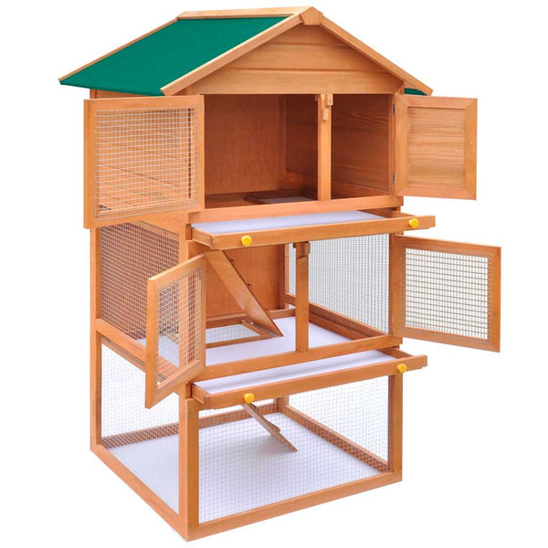 Rabbit Hutch Small Animal House 3-Tier Wood