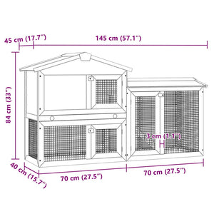 vidaXL Large Wooden Rabbit Hutch