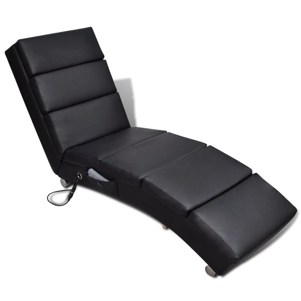 vidaXL Massage Chaise Lounge Black Faux Leather