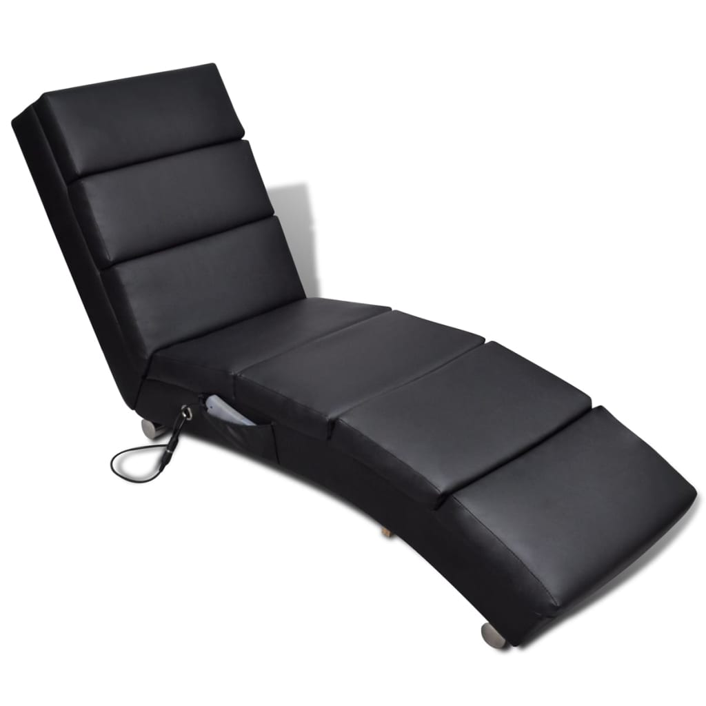 vidaXL Massage Chaise Lounge Black Faux Leather