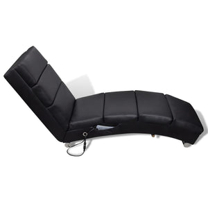 vidaXL Massage Chaise Lounge Black Faux Leather