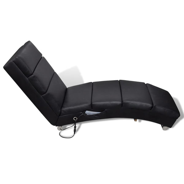 vidaXL Massage Chaise Lounge Black Faux Leather