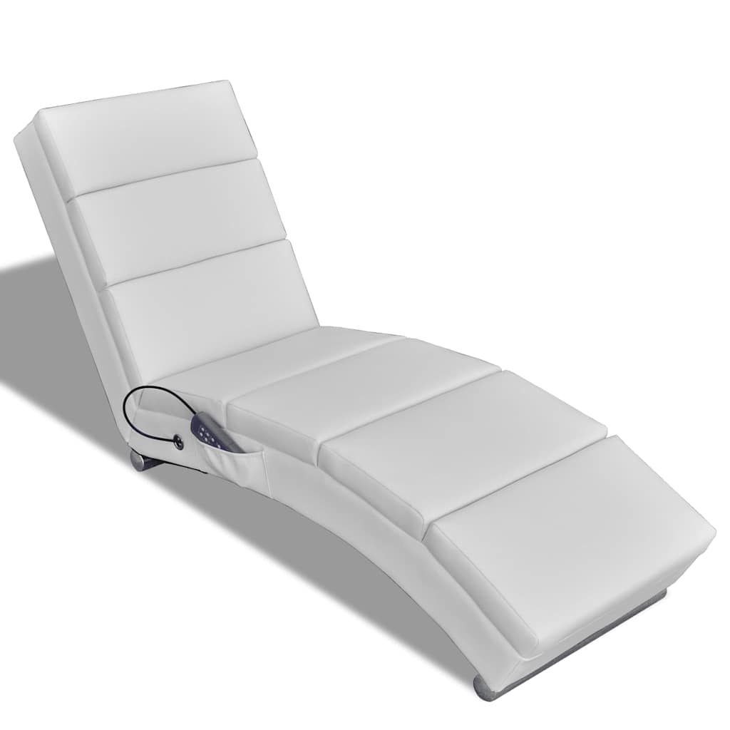 vidaXL Massage Chaise Lounge White Artificial Leather