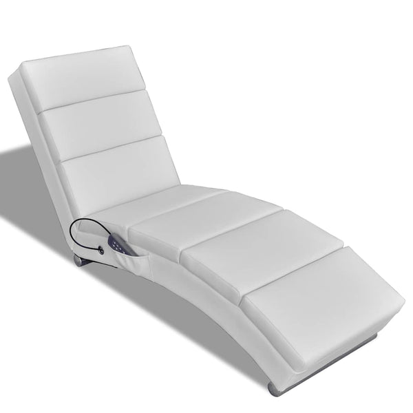 vidaXL Massage Chaise Lounge White Artificial Leather