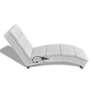 vidaXL Massage Chaise Lounge White Artificial Leather