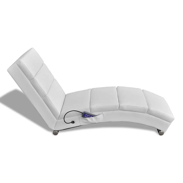 vidaXL Massage Chaise Lounge White Artificial Leather