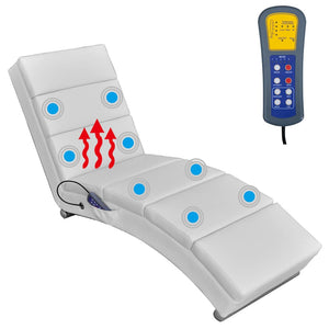 vidaXL Massage Chaise Lounge White Artificial Leather