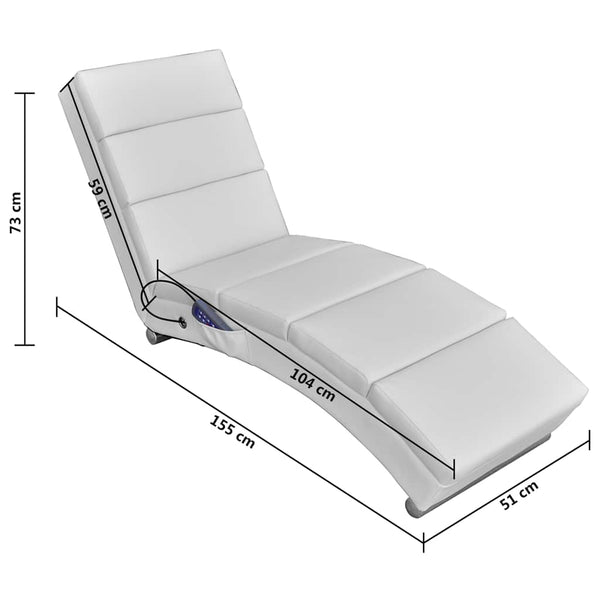 vidaXL Massage Chaise Lounge White Artificial Leather