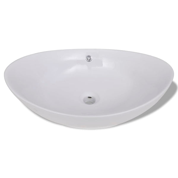 Ceramic Washbasin Ceramic Sinks Overflow Oval 59 x 38.5 cm