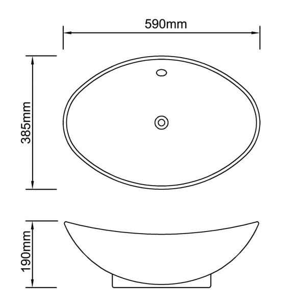 Ceramic Washbasin Ceramic Sinks Overflow Oval 59 x 38.5 cm