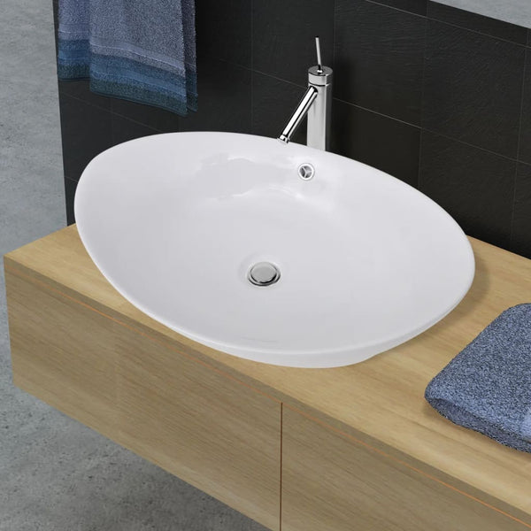 Ceramic Washbasin Ceramic Sinks Overflow Oval 59 x 38.5 cm