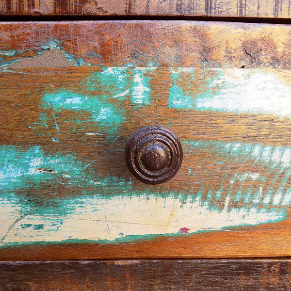 vidaXL Coffee Table with Rounded Side & 1 Drawer Reclaimed Wood