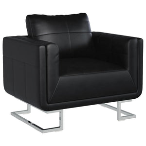 vidaXL Cube Armchair with Chrome Legs Black Artificial Leather