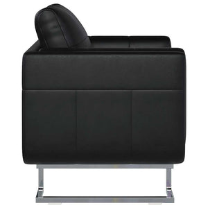 vidaXL Cube Armchair with Chrome Legs Black Artificial Leather