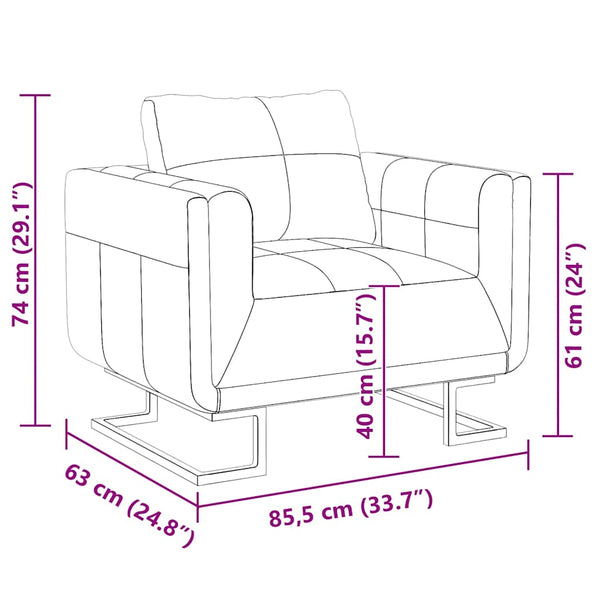 vidaXL Cube Armchair with Chrome Legs Black Artificial Leather