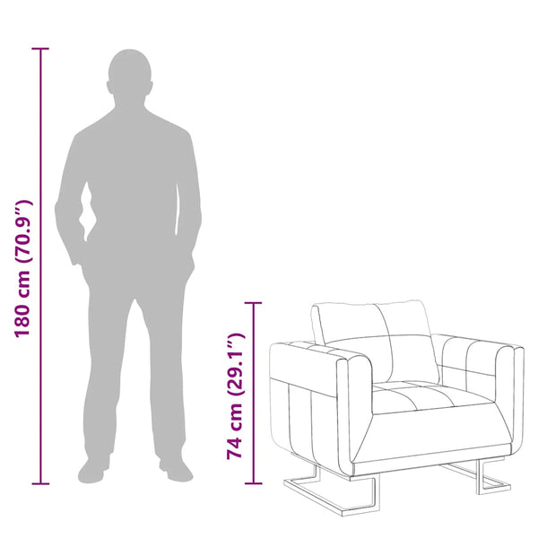 vidaXL Cube Armchair with Chrome Legs White Faux Leather
