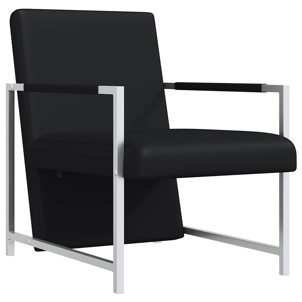 vidaXL Armchair with Chrome Legs Black Faux Leather