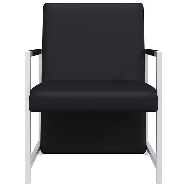 vidaXL Armchair with Chrome Legs Black Faux Leather