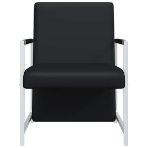vidaXL Armchair with Chrome Legs Black Faux Leather