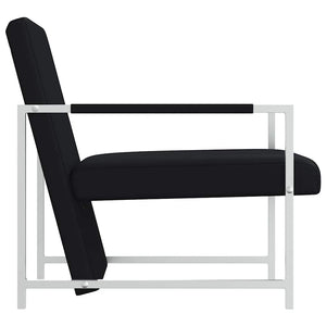 vidaXL Armchair with Chrome Legs Black Faux Leather