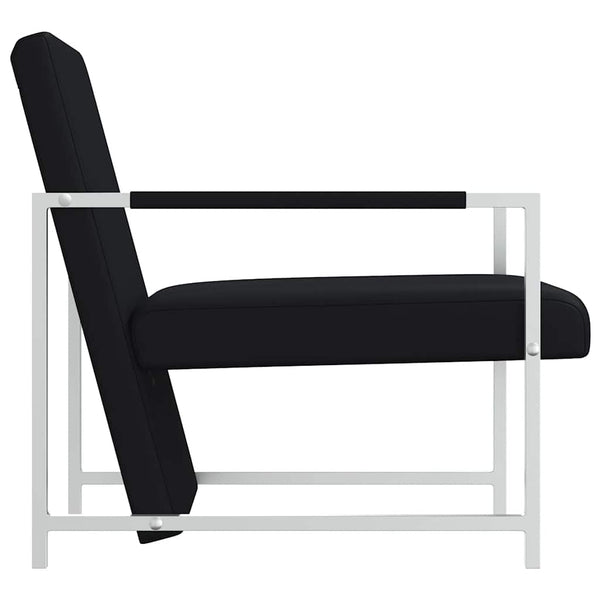 vidaXL Armchair with Chrome Legs Black Faux Leather