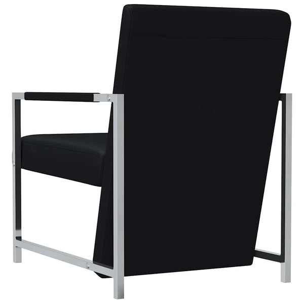 vidaXL Armchair with Chrome Legs Black Faux Leather